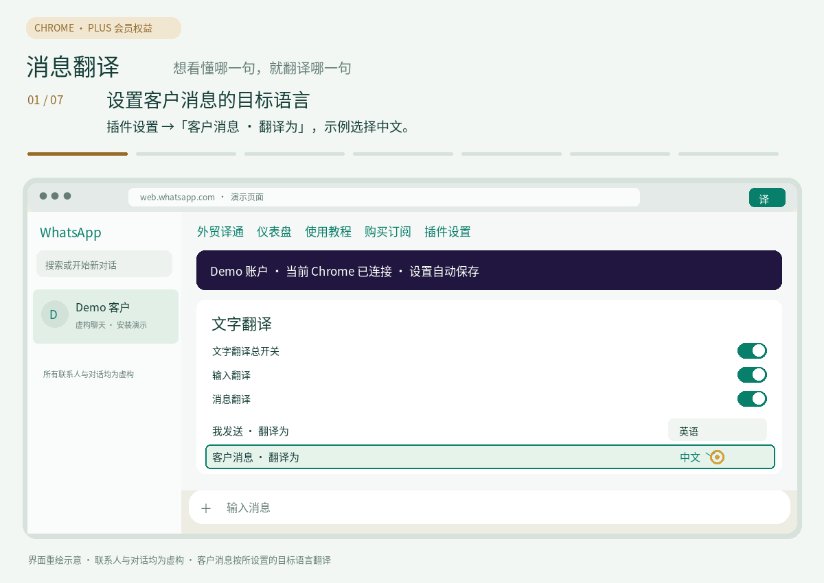 消息翻译操作演示